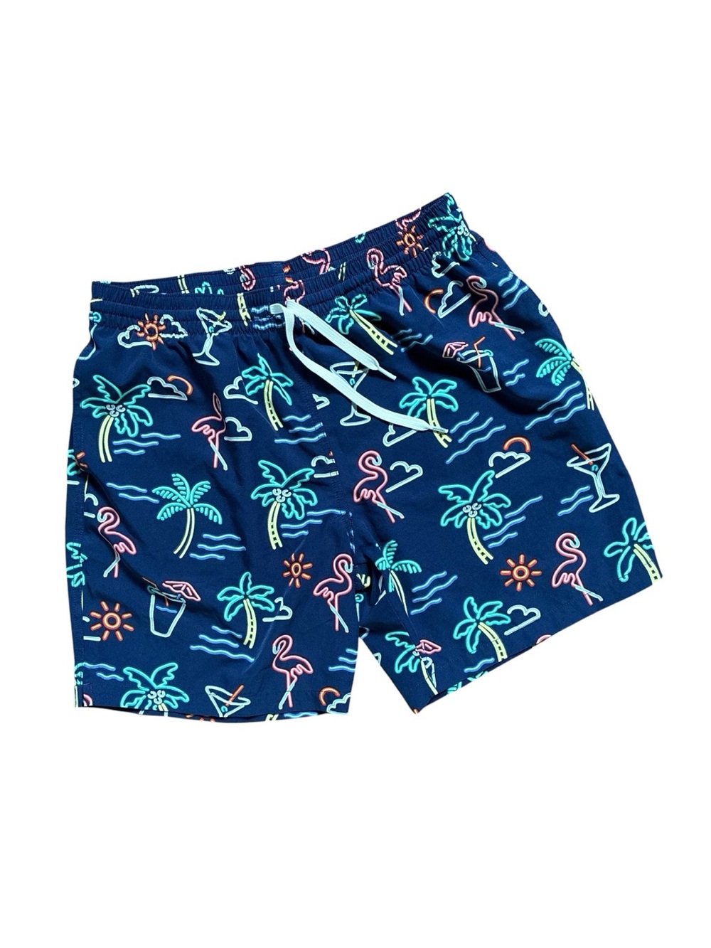 Chubbies The Neon Lights 7" Everyday Swim Trunks Mesh Liner Medium Flamingo Navy